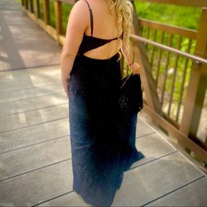 Black open back formal dress